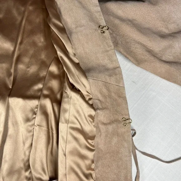 C. Wonder Suede Fringe Jacket Tan Bohemian Festival Boho Leather Blazer - Picture 9 of 12